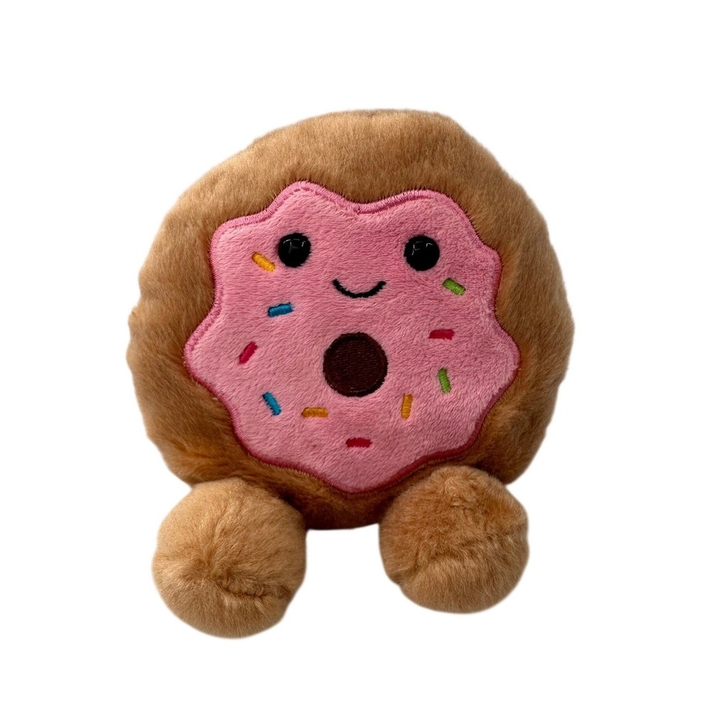 Plush Donut Stuffed Animal Pink Frosting Sprinkles Small Brown Toy 5‎ Inch Lovey